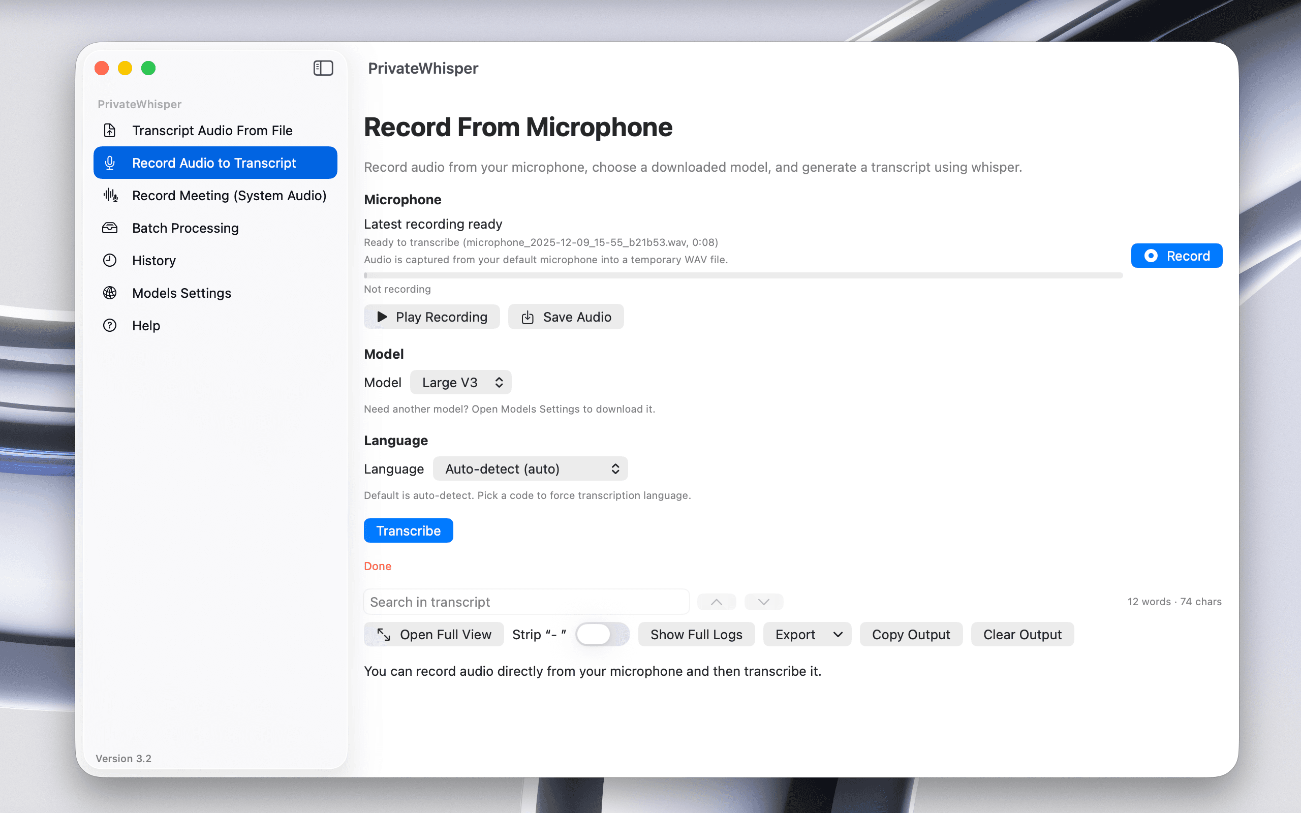Record from your microphone